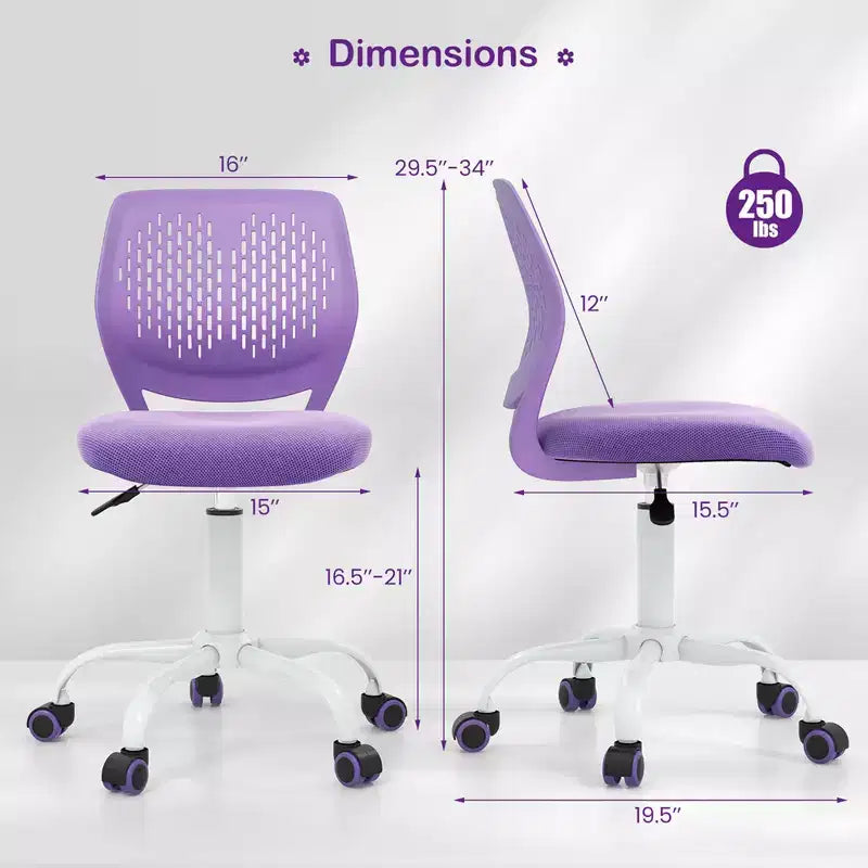 Costway Sedia Scrivania per Bambini Girevole Ergonomica in Rete Traspirante Altezza Regolabile Rosa/Blu/Turchese/Viola/Grigio/Verde Chiaro