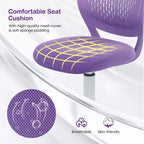 Costway Sedia Scrivania per Bambini Girevole Ergonomica in Rete Traspirante Altezza Regolabile Rosa/Blu/Turchese/Viola/Grigio/Verde Chiaro