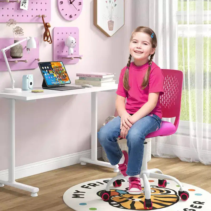 Costway Sedia Scrivania per Bambini Girevole Ergonomica in Rete Traspirante Altezza Regolabile Rosa/Blu/Turchese/Viola/Grigio/Verde Chiaro