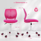 Costway Sedia Scrivania per Bambini Girevole Ergonomica in Rete Traspirante Altezza Regolabile Rosa/Blu/Turchese/Viola/Grigio/Verde Chiaro