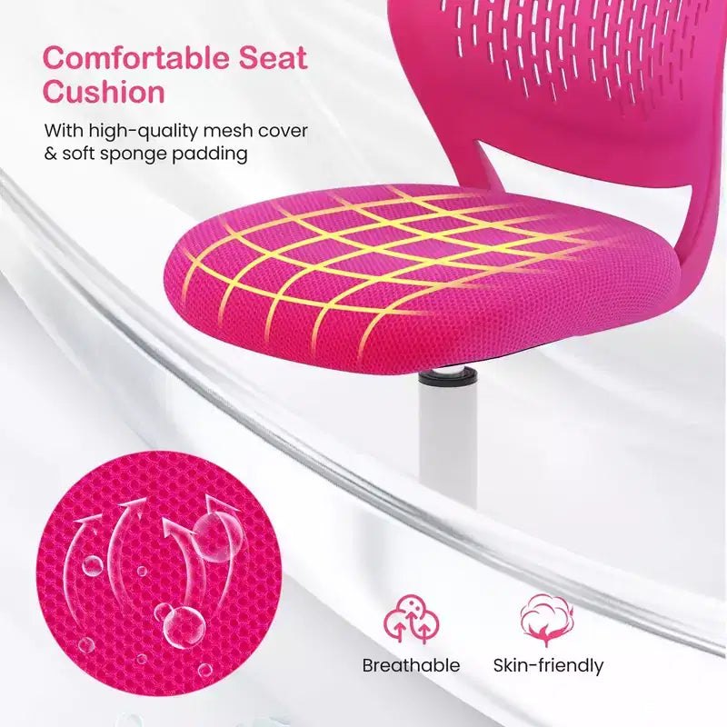 Costway Sedia Scrivania per Bambini Girevole Ergonomica in Rete Traspirante Altezza Regolabile Rosa/Blu/Turchese/Viola/Grigio/Verde Chiaro