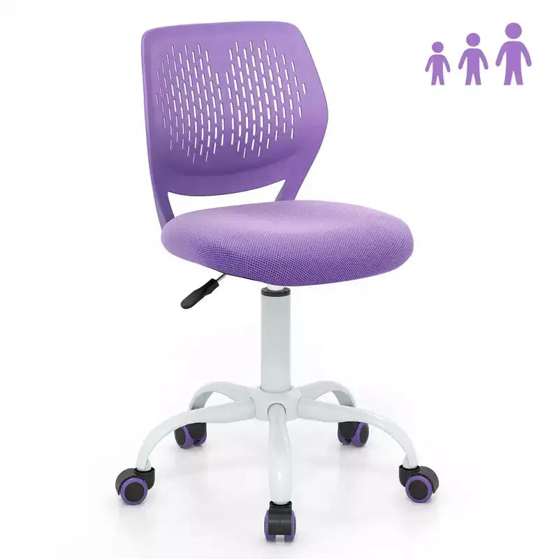Costway Sedia Scrivania per Bambini Girevole Ergonomica in Rete Traspirante Altezza Regolabile Rosa/Blu/Turchese/Viola/Grigio/Verde Chiaro