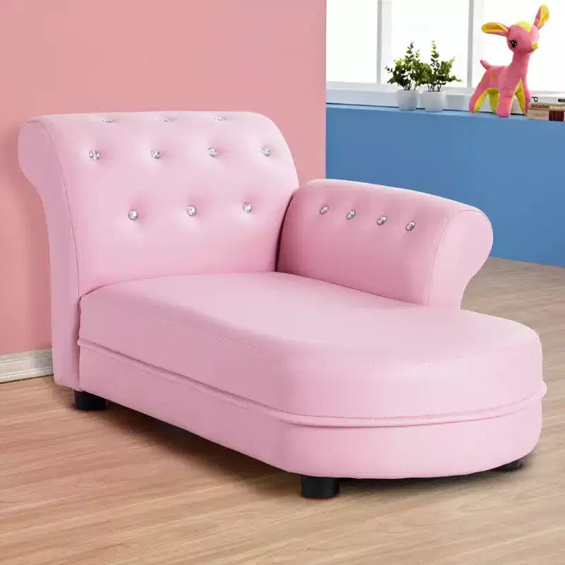 Costway Divano Lettino per Bambini Rosa Sedia con Braccioli Poltrona Rilassante Divano Salotto Camera da Letto