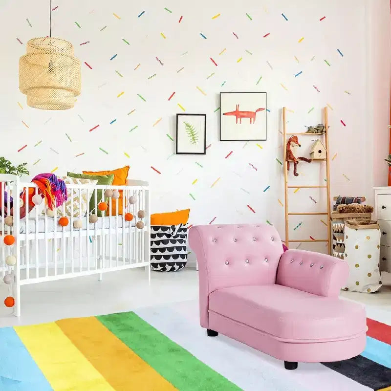 Costway Divano Lettino per Bambini Rosa Sedia con Braccioli Poltrona Rilassante Divano Salotto Camera da Letto