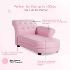 Costway Divano Lettino per Bambini Rosa Sedia con Braccioli Poltrona Rilassante Divano Salotto Camera da Letto