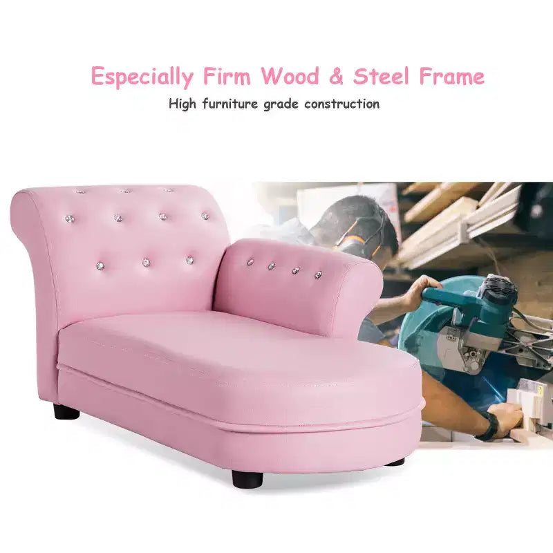 Costway Divano Lettino per Bambini Rosa Sedia con Braccioli Poltrona Rilassante Divano Salotto Camera da Letto