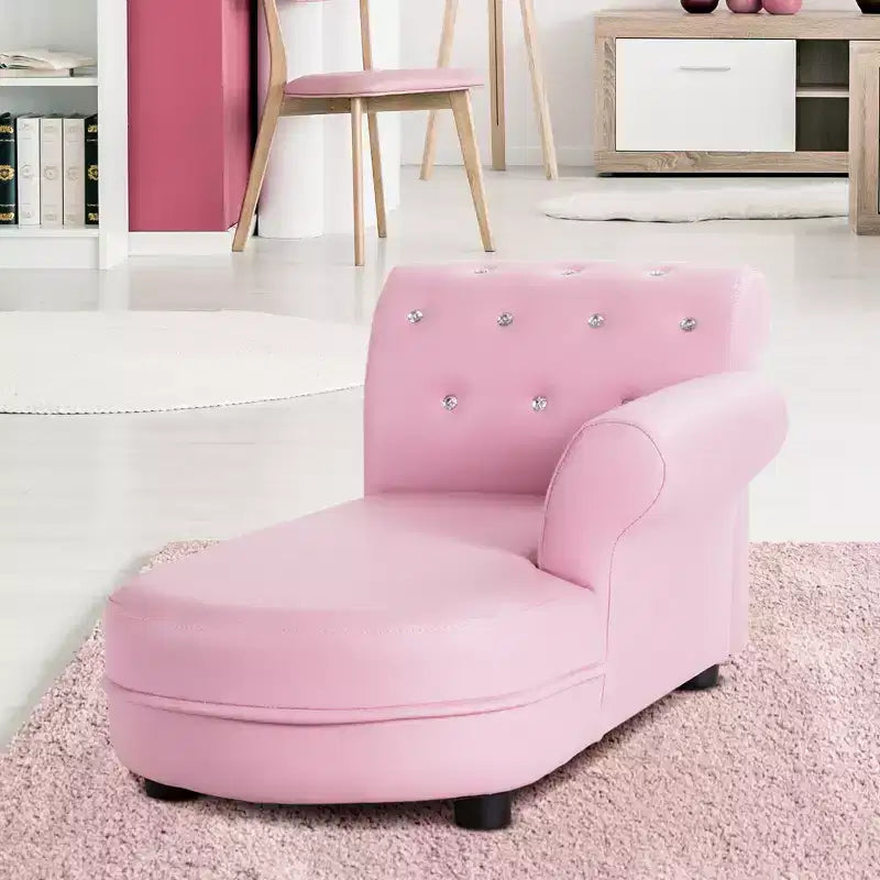 Costway Divano Lettino per Bambini Rosa Sedia con Braccioli Poltrona Rilassante Divano Salotto Camera da Letto