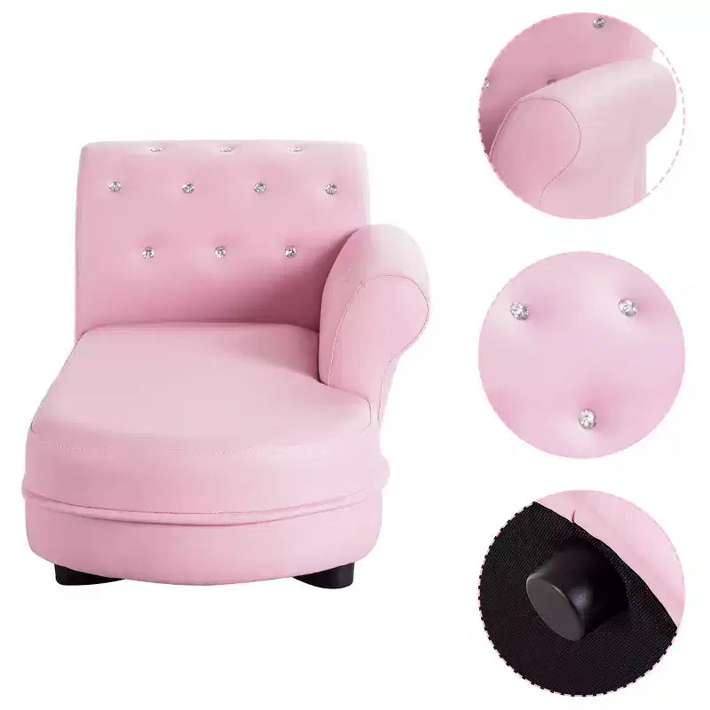 Costway Divano Lettino per Bambini Rosa Sedia con Braccioli Poltrona Rilassante Divano Salotto Camera da Letto