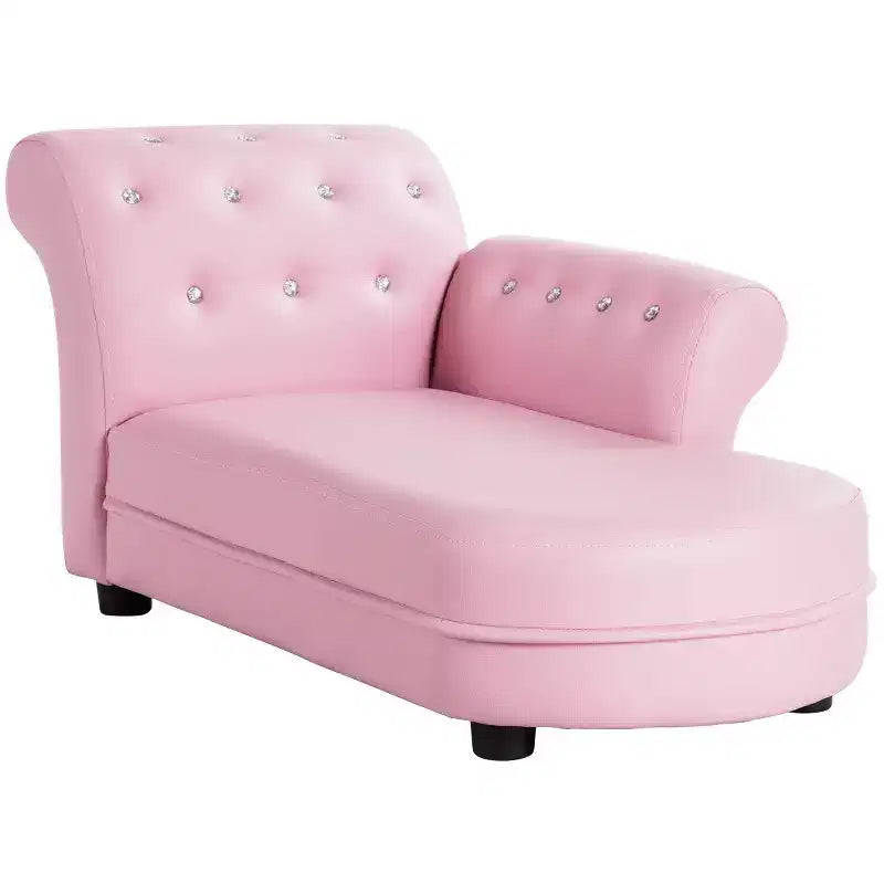 Costway Divano Lettino per Bambini Rosa Sedia con Braccioli Poltrona Rilassante Divano Salotto Camera da Letto