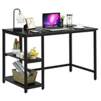 Scrivania per computer Costway da 119 cm, tavolo da ufficio/studio, postazione di lavoro domestica con ripiano regolabile, nero rustico/caffè/marrone