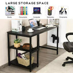 Scrivania per computer Costway da 119 cm, tavolo da ufficio/studio, postazione di lavoro domestica con ripiano regolabile, nero rustico/caffè/marrone
