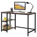 Scrivania per computer Costway da 119 cm, tavolo da ufficio/studio, postazione di lavoro domestica con ripiano regolabile, nero rustico/caffè/marrone