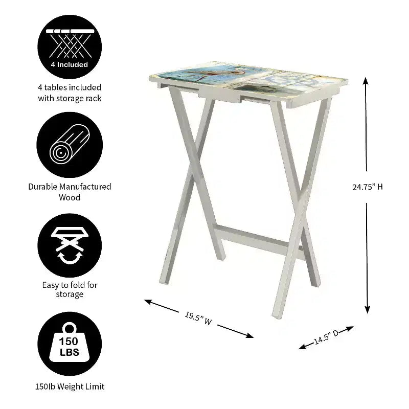 Vassoio TV Evergreen (4 pz) con supporto, Uccelli marini