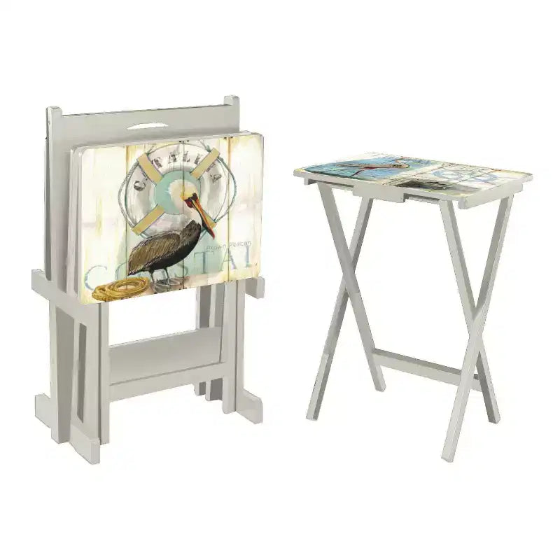 Vassoio TV Evergreen (4 pz) con supporto, Uccelli marini