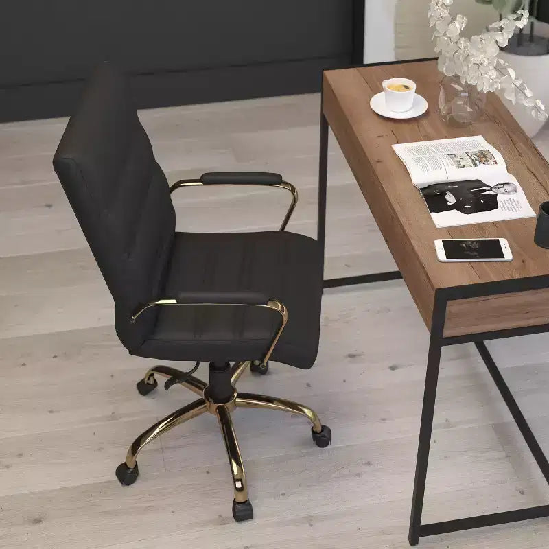 Sedia da ufficio contemporanea Merrick Lane Mid-Back con braccioli imbottiti