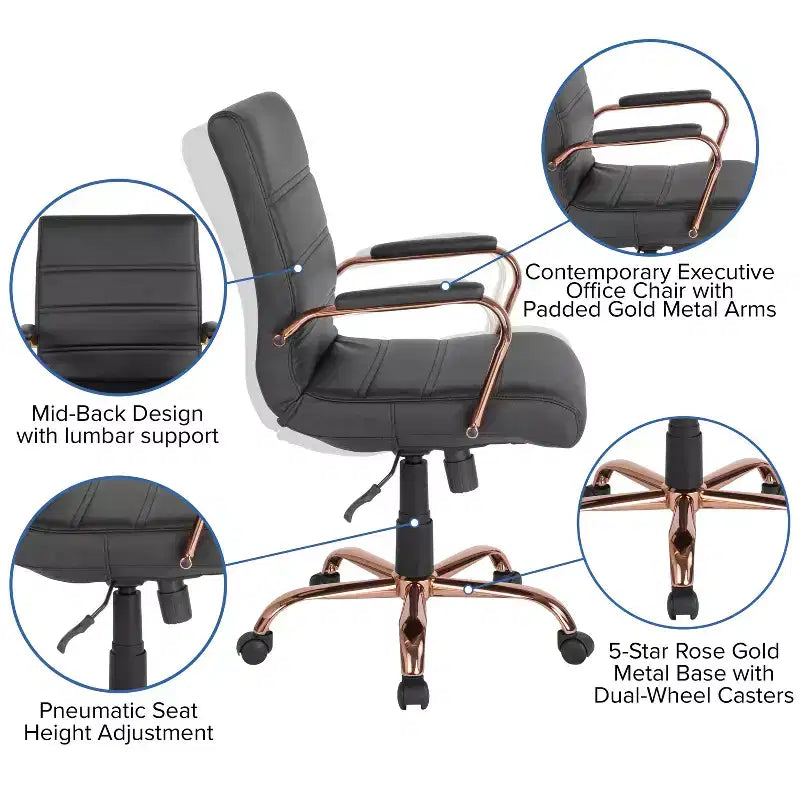 Sedia da ufficio contemporanea Merrick Lane Mid-Back con braccioli imbottiti
