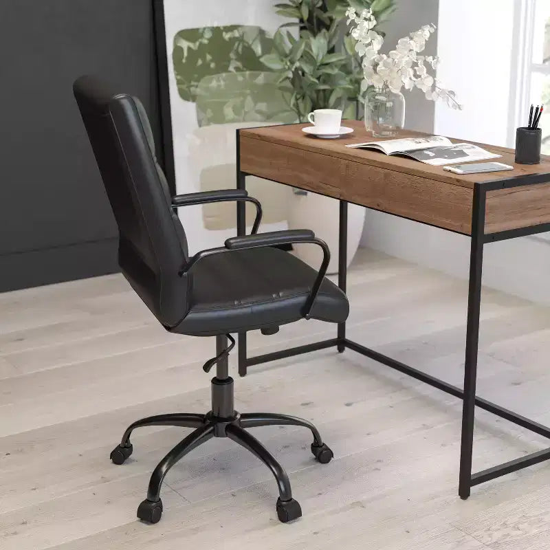Sedia da ufficio contemporanea Merrick Lane Mid-Back con braccioli imbottiti