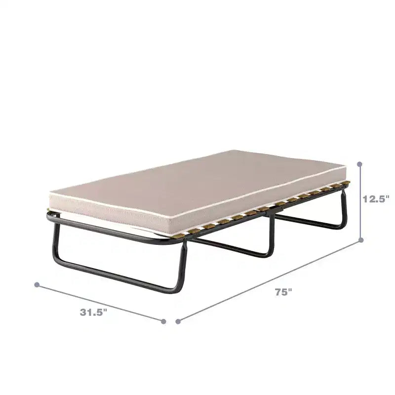 Costway Letto Pieghevole con Materasso in Memory Foam Rete a Doghe in Legno per Ospiti Prodotto in Italia