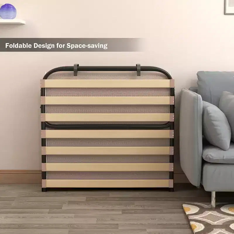 Costway Letto Pieghevole con Materasso in Memory Foam Rete a Doghe in Legno per Ospiti Prodotto in Italia