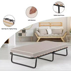 Costway Letto Pieghevole con Materasso in Memory Foam Rete a Doghe in Legno per Ospiti Prodotto in Italia