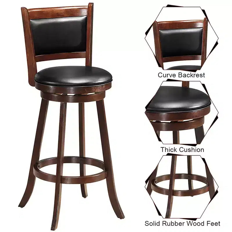 Costway Set da 5 Pezzi Tavolo da Pub Tavolo Tondo Altezza Bar da 30'' e 4 Sgabelli Girevoli da Bar