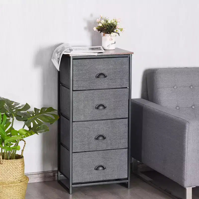 Costway Cassettiera con 4 Cassetti Mobile Contenitore Tavolino Comodino Arredamento per la Casa