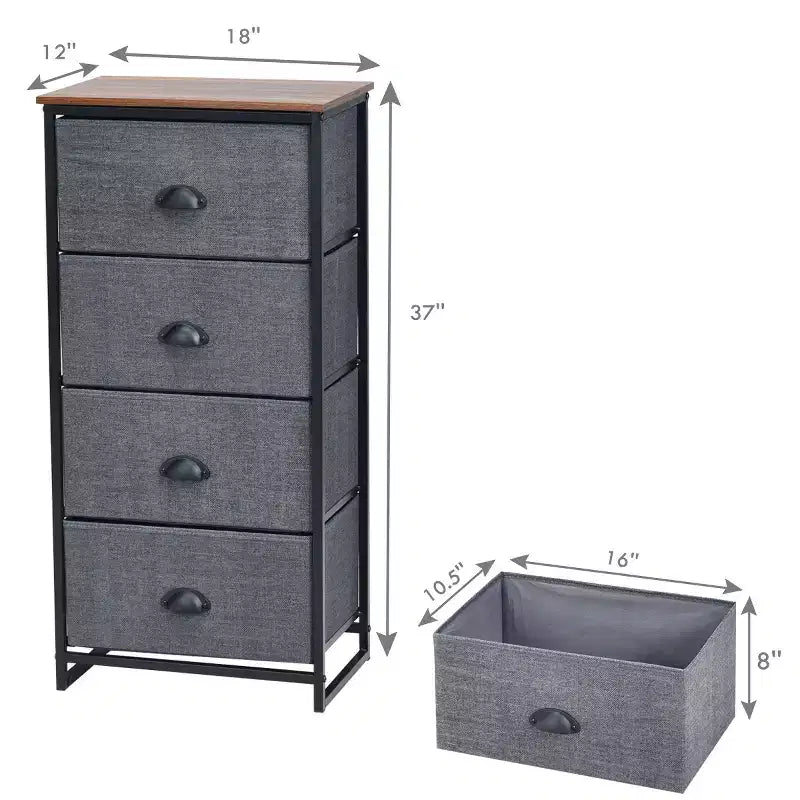 Costway Cassettiera con 4 Cassetti Mobile Contenitore Tavolino Comodino Arredamento per la Casa