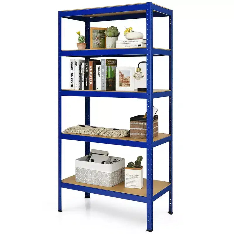Costway 3 PEZZI Scaffale Garage 5 Ripiani 72'' in Acciaio Resistente Regolabile Argento/Blu