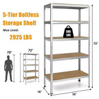 Costway 3 PEZZI Scaffale Garage 5 Ripiani 72'' in Acciaio Resistente Regolabile Argento/Blu