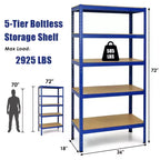 Costway 3 PEZZI Scaffale Garage 5 Ripiani 72'' in Acciaio Resistente Regolabile Argento/Blu