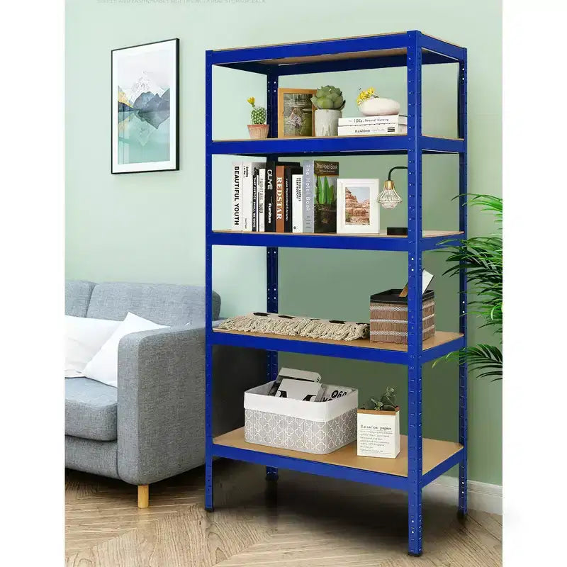 Costway 3 PEZZI Scaffale Garage 5 Ripiani 72'' in Acciaio Resistente Regolabile Argento/Blu