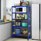 Costway 3 PEZZI Scaffale Garage 5 Ripiani 72'' in Acciaio Resistente Regolabile Argento/Blu