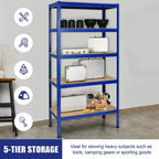 Costway 3 PEZZI Scaffale Garage 5 Ripiani 72'' in Acciaio Resistente Regolabile Argento/Blu
