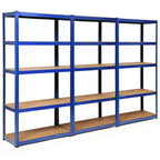 Costway 3PCS 72''Heavy Duty Steel 5 Level Garage Shelf Storage Adjustable Shelves Silver\Blue