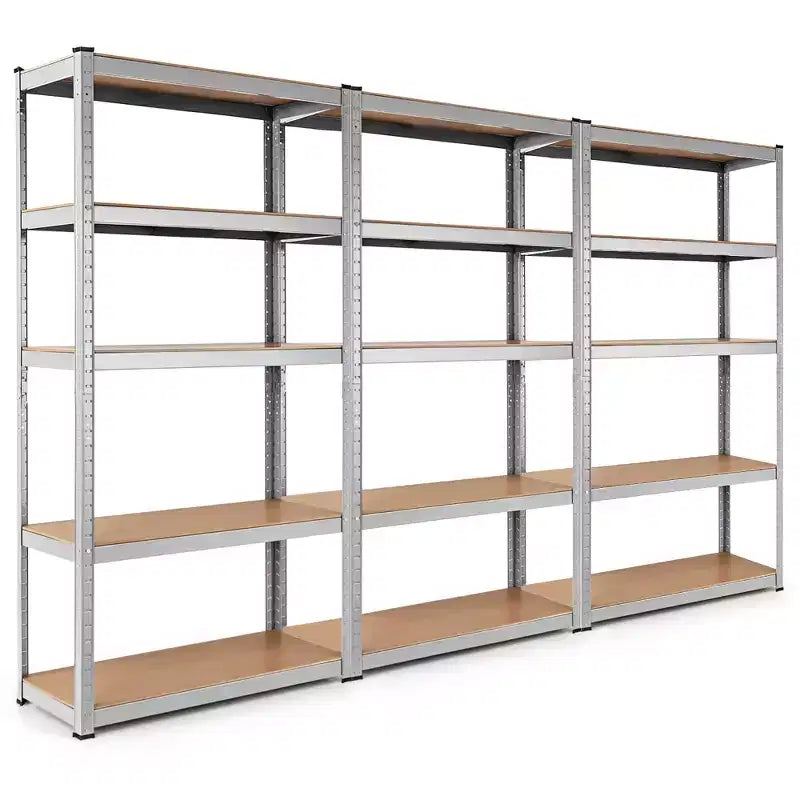 Costway 3 PEZZI Scaffale Garage 5 Ripiani 72'' in Acciaio Resistente Regolabile Argento/Blu