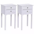Costway 2 PCS Side Table End Accent Table Night Stand W/ 2 Drawers White
