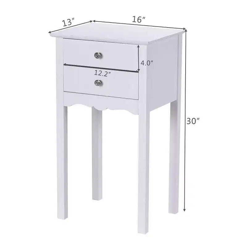 Costway 2 comodini tavolino d'appoggio con 2 cassetti bianco