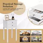 Costway 2 comodini tavolino d'appoggio con 2 cassetti bianco