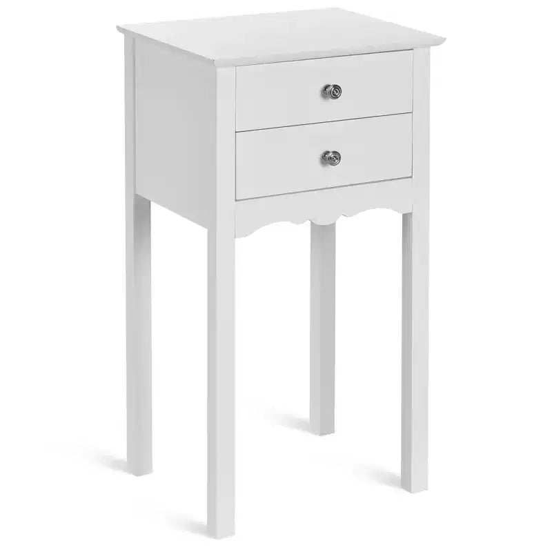 Costway 2 comodini tavolino d'appoggio con 2 cassetti bianco