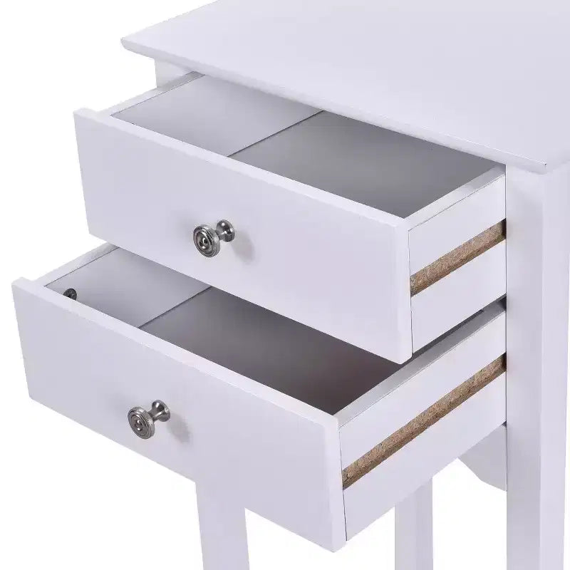 Costway 2 comodini tavolino d'appoggio con 2 cassetti bianco