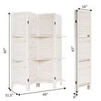 Costway Divisorio Pieghevole a 4 Pannelli con 3 Ripiani Espositivi, 170 cm di Altezza, Bianco Naturale