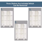 Costway Divisorio Pieghevole a 4 Pannelli con 3 Ripiani Espositivi, 170 cm di Altezza, Bianco Naturale