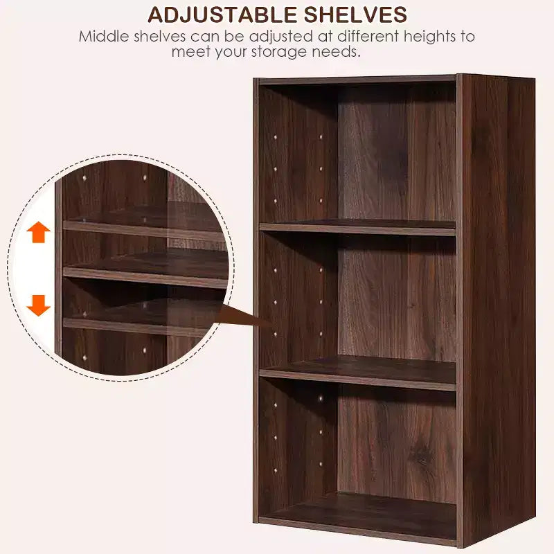 Costway 2 pz Scaffale aperto a 3 livelli Libreria multifunzionale Armadietto espositivo noce