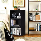 Costway Libreria a Giorno a 3 Ripiani, Mobile Contenitore Multifunzionale, Nero, 2 Pezzi