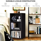 Costway Libreria a Giorno a 3 Ripiani, Mobile Contenitore Multifunzionale, Nero, 2 Pezzi