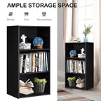 Costway Libreria a Giorno a 3 Ripiani, Mobile Contenitore Multifunzionale, Nero, 2 Pezzi