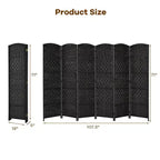 Costway Paravento Divisorio a 6 Pannelli 1.8m in Fibra Intrecciata Pieghevole per Privacy Marrone/Nero