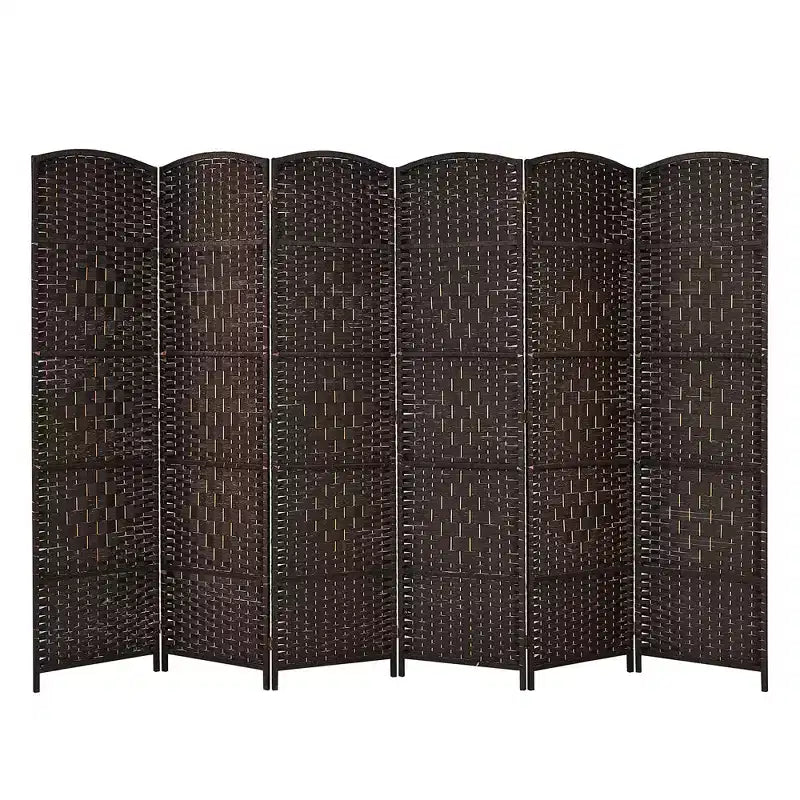 Costway Paravento Divisorio a 6 Pannelli 1.8m in Fibra Intrecciata Pieghevole per Privacy Marrone/Nero