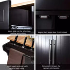 Carrello da cucina Costway con piano in legno, mobiletto portaoggetti su ruote con portacoltelli, BiancoMarrone