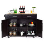Carrello da cucina Costway con piano in legno, mobiletto portaoggetti su ruote con portacoltelli, BiancoMarrone